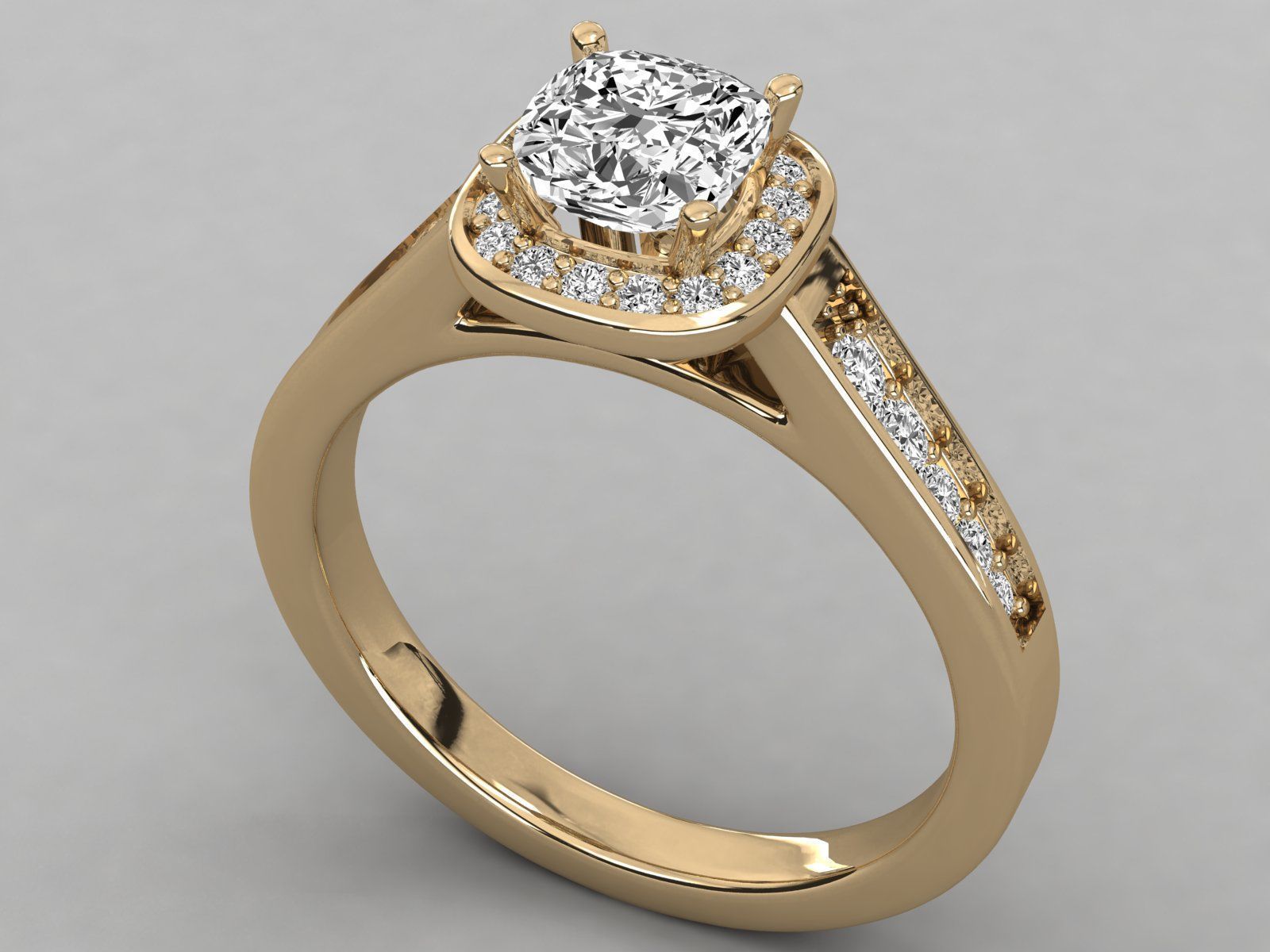 halo solitaire engagement ring  3D print model_10