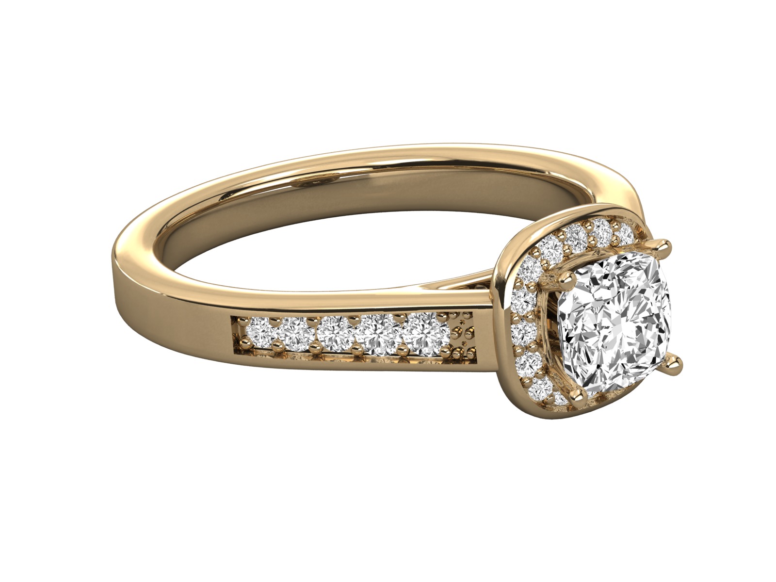 halo solitaire engagement ring  3D print model_7