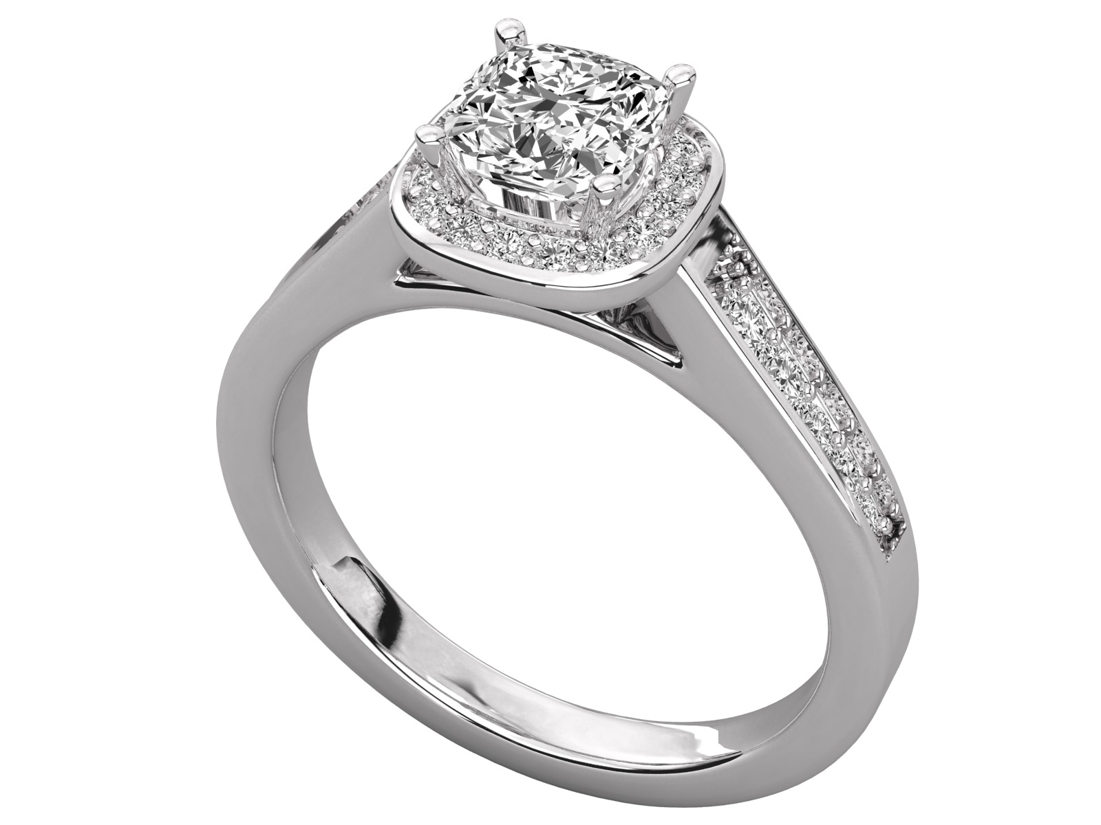 halo solitaire engagement ring  3D print model_2