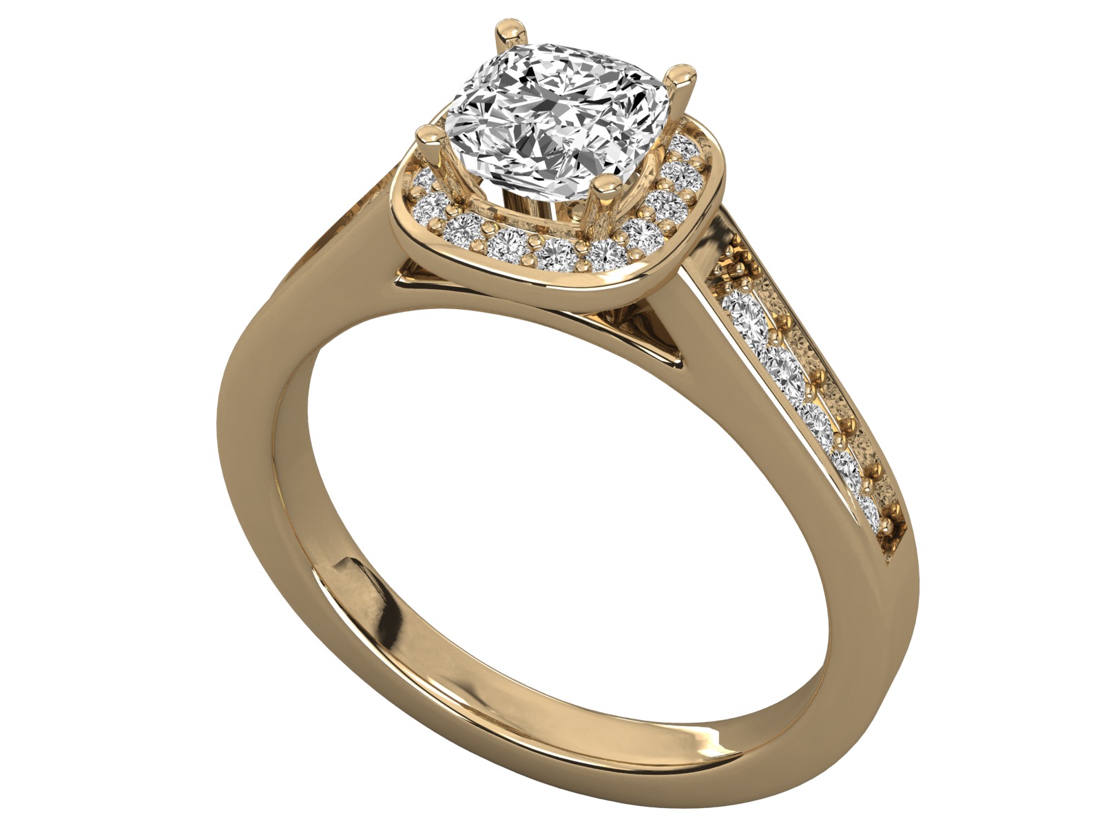 halo solitaire engagement ring  3D print model_9