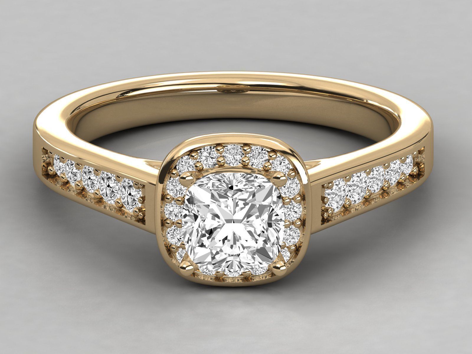 halo solitaire engagement ring  3D print model_12