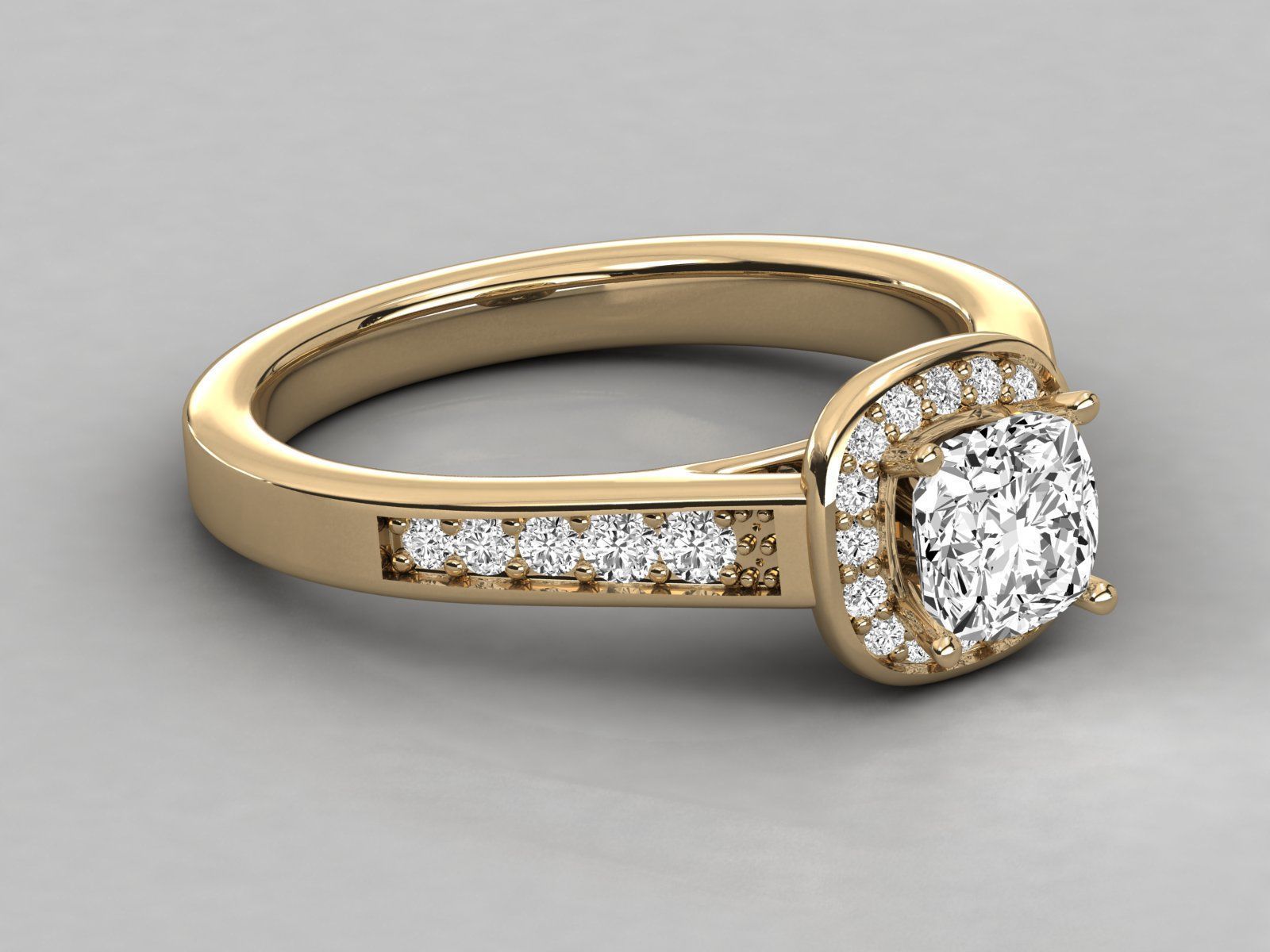 halo solitaire engagement ring  3D print model_8