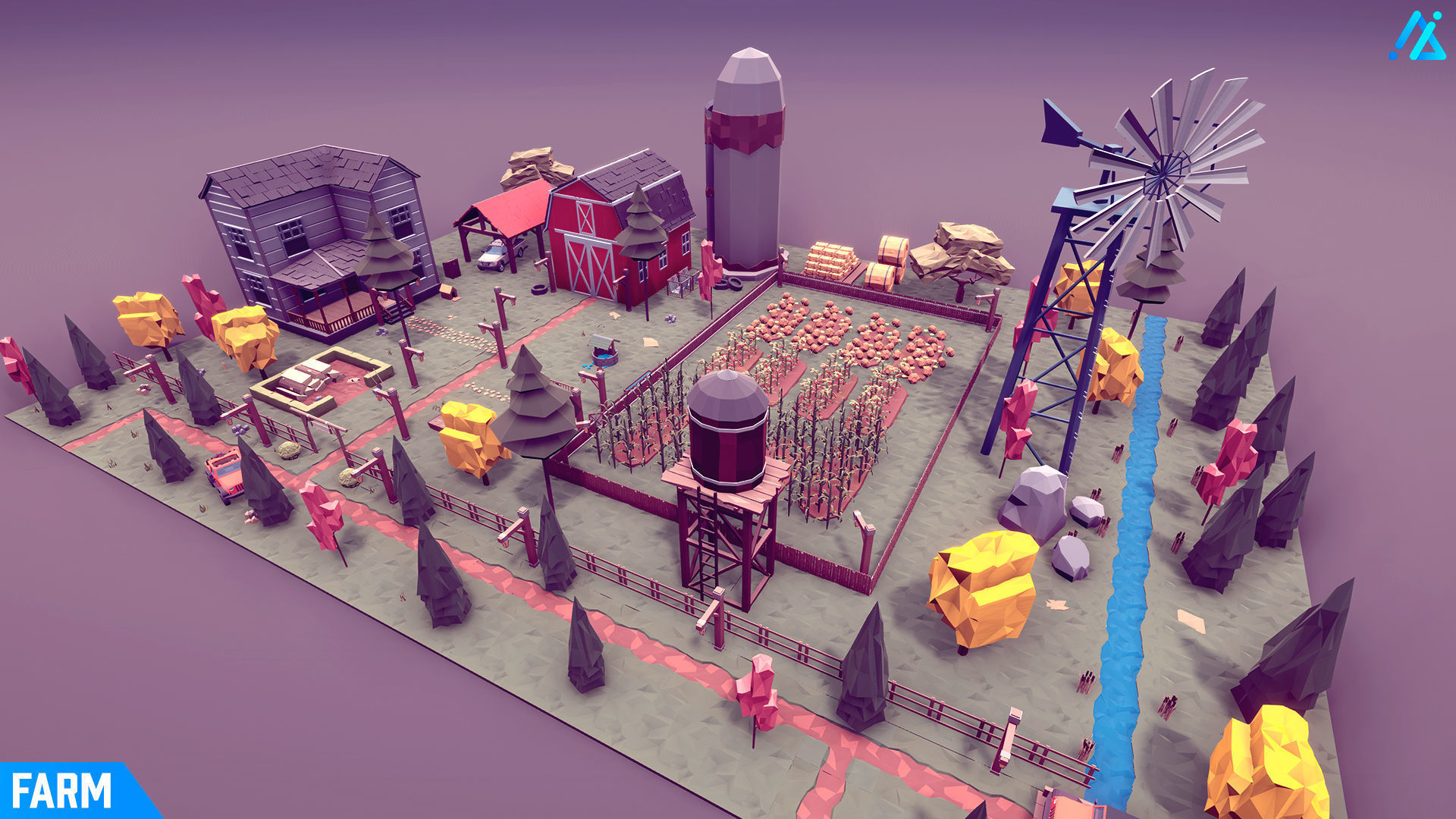 POLY - Farm Low-poly 3D model_15