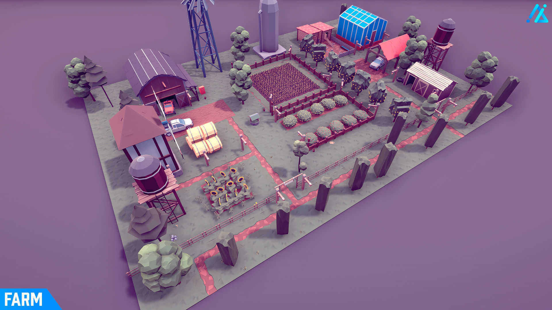 POLY - Farm Low-poly 3D model_6