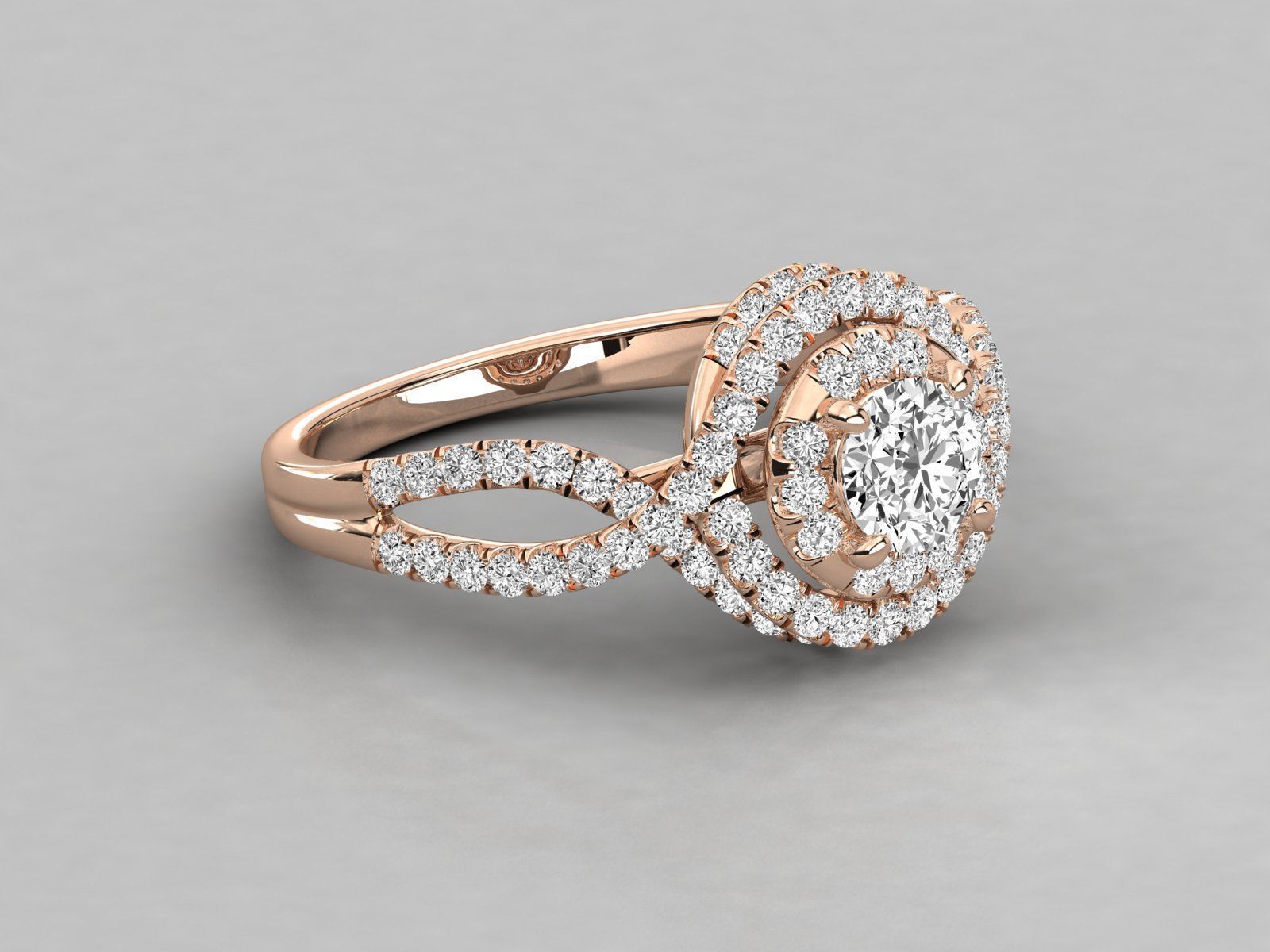 halo engagement ring 3D print model_2