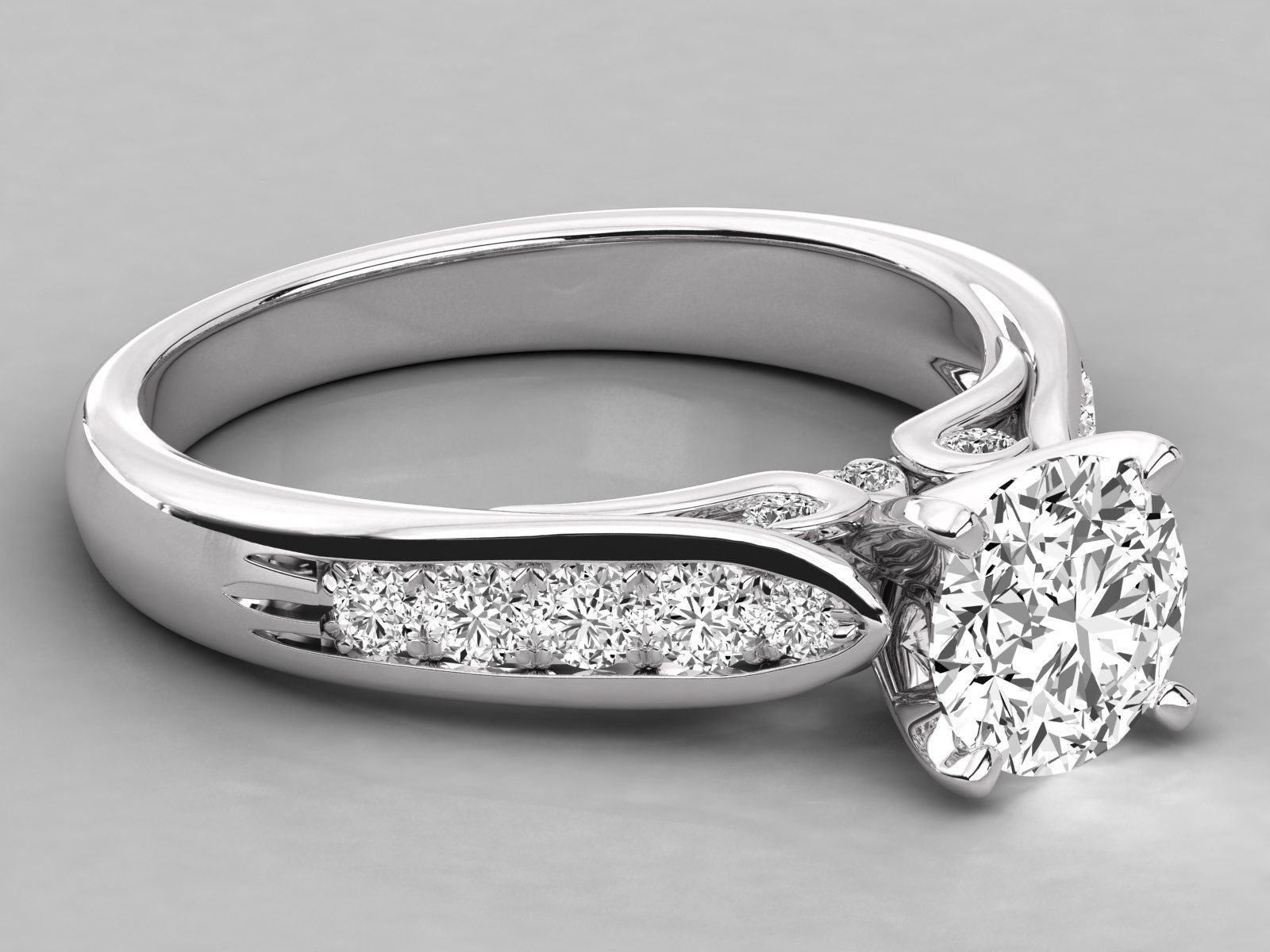 solitaire  engagement ring 3D print model_9