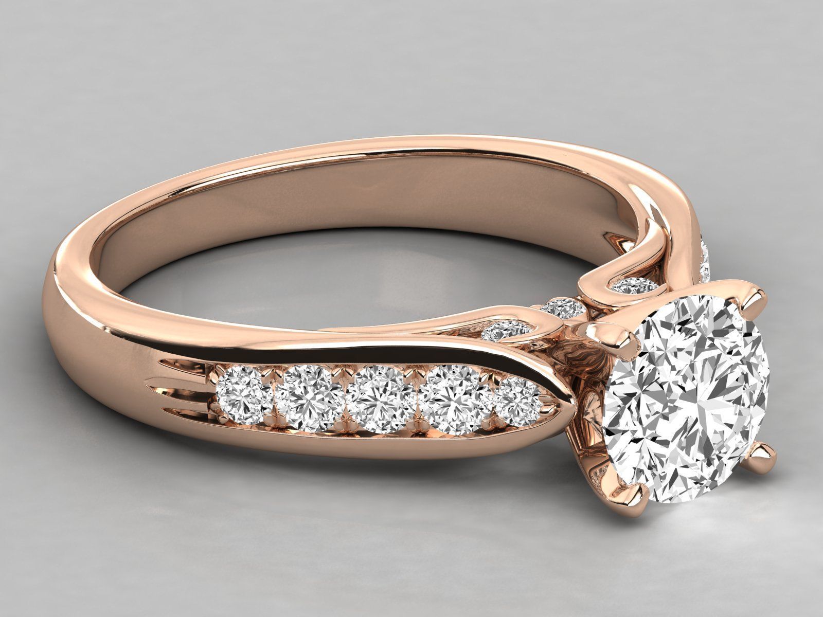 solitaire  engagement ring 3D print model_2