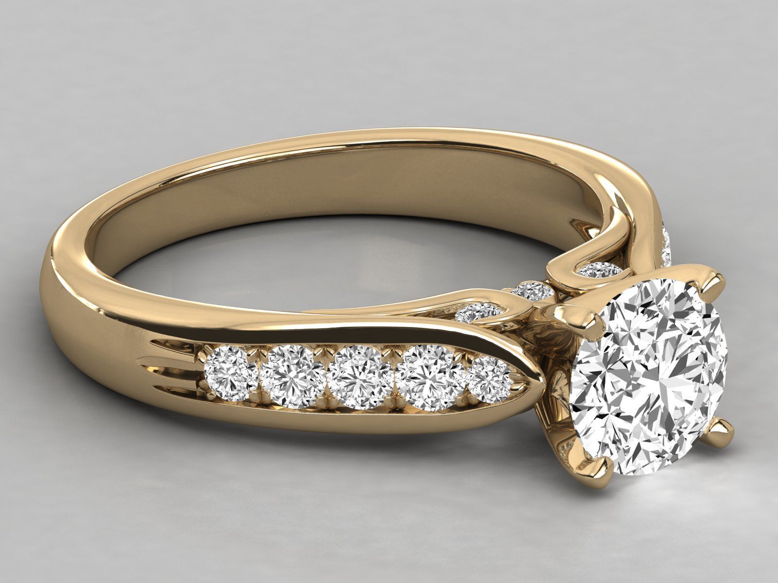 solitaire  engagement ring 3D print model_16