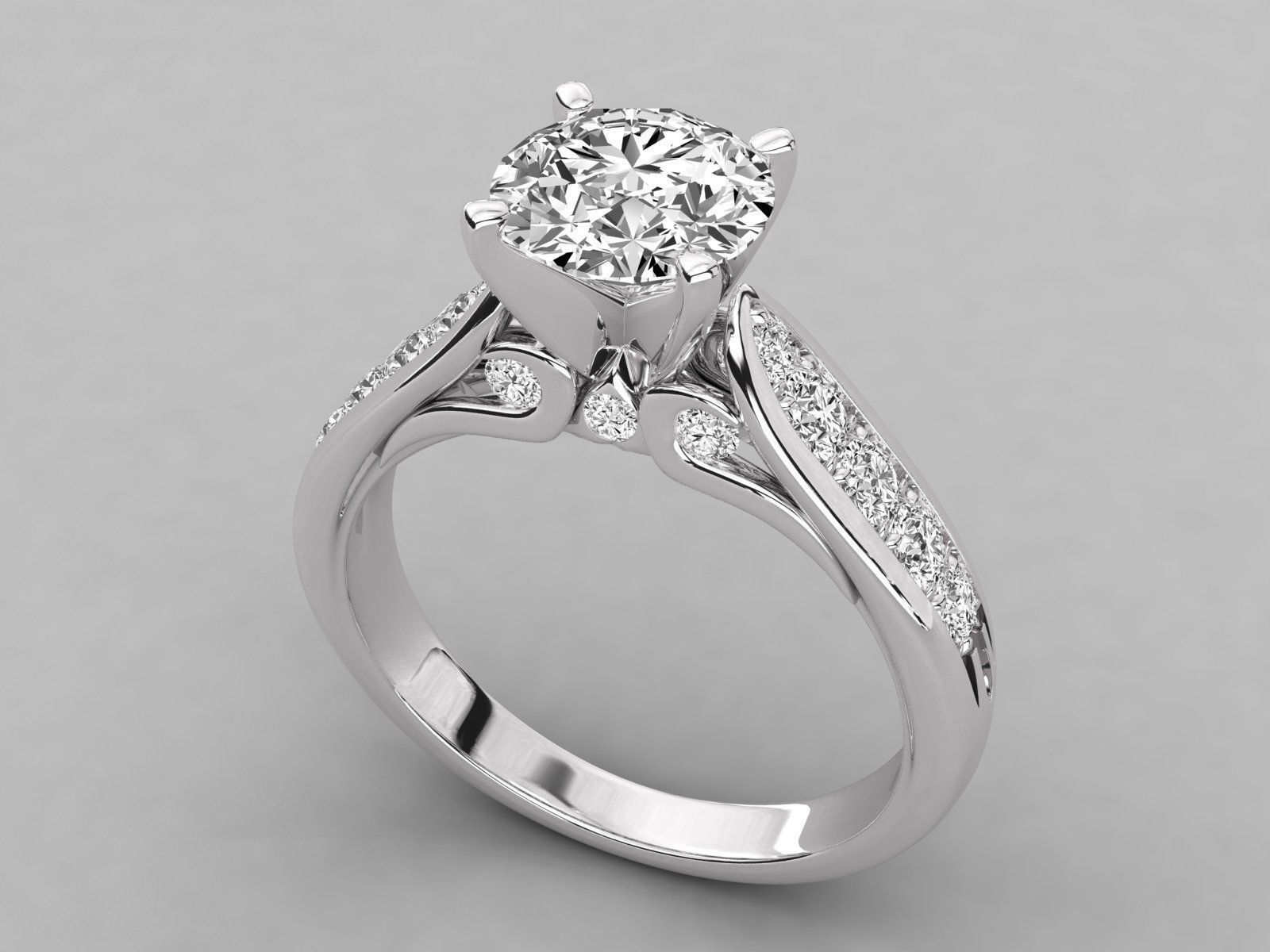 solitaire  engagement ring 3D print model_12