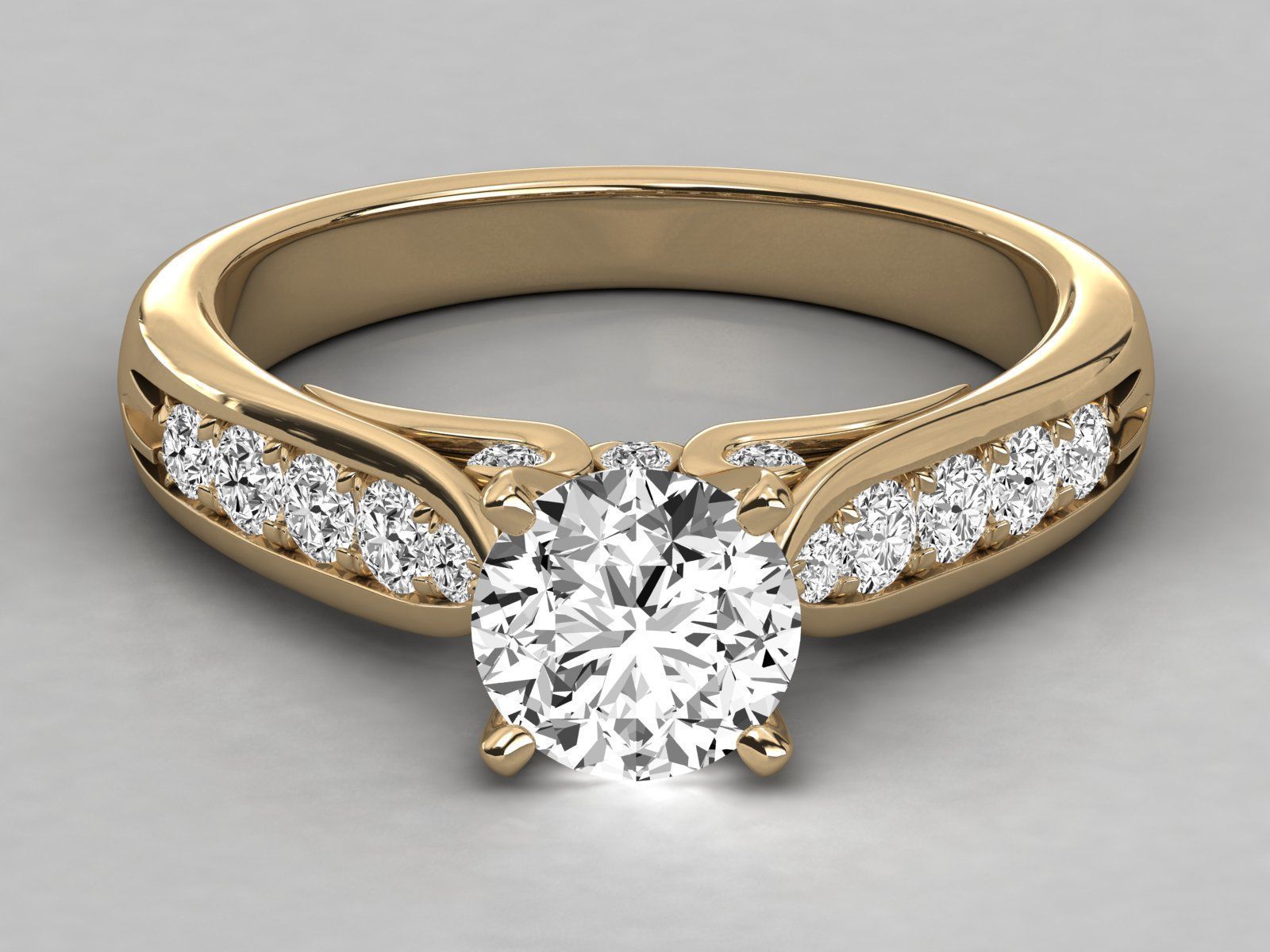 solitaire  engagement ring 3D print model_4