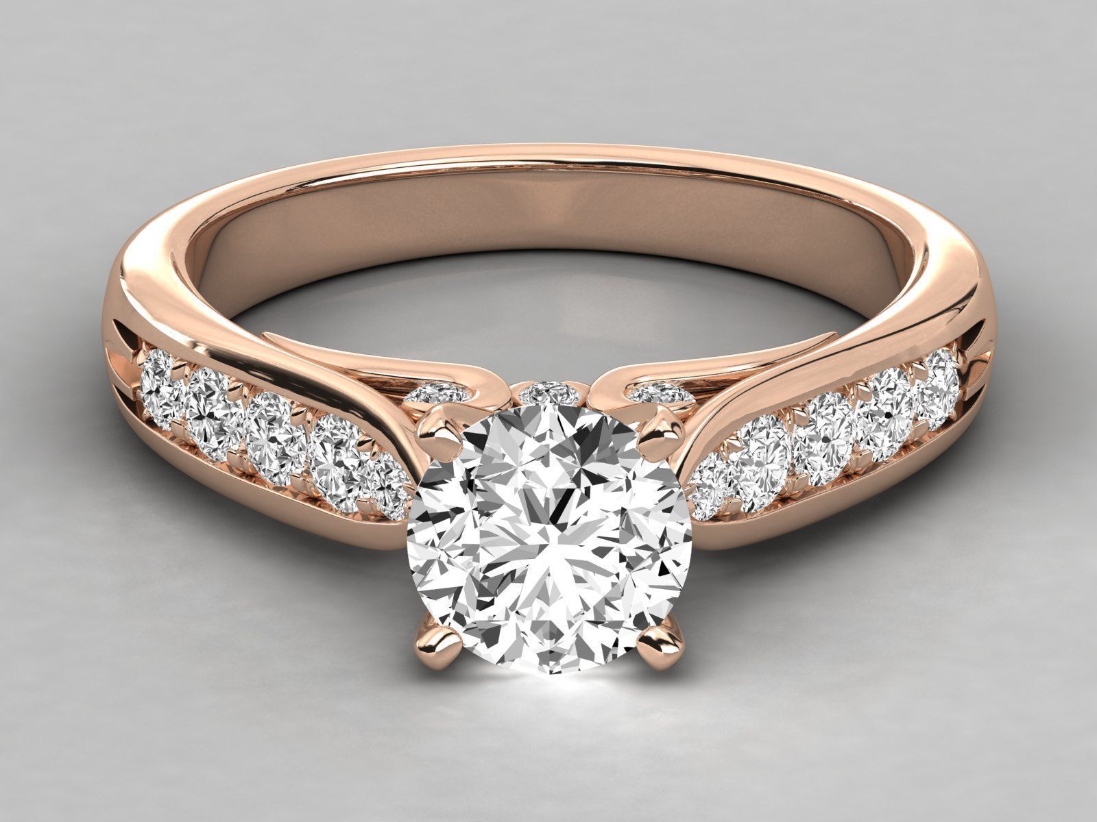 solitaire  engagement ring 3D print model_7