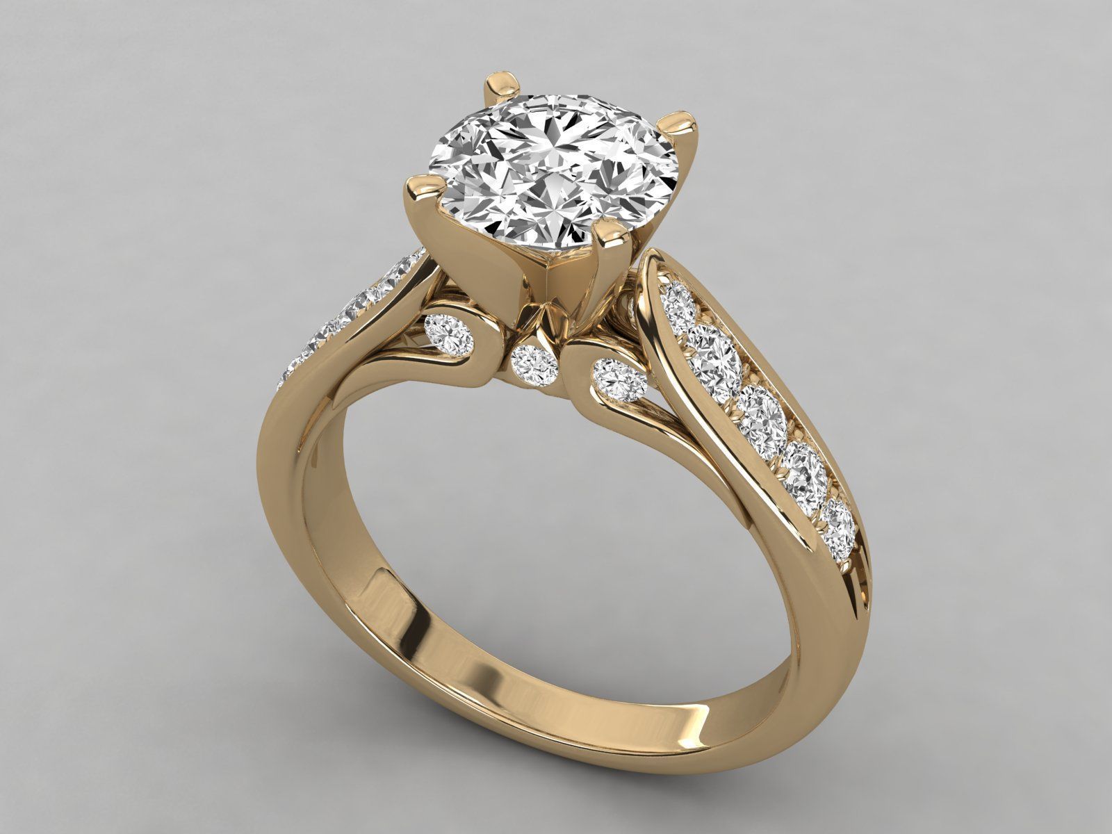solitaire  engagement ring 3D print model_18
