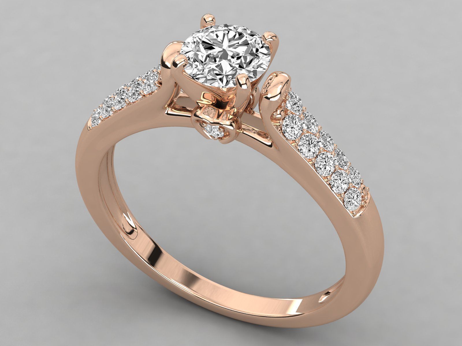solitaire  engagement ring 3D print model_5