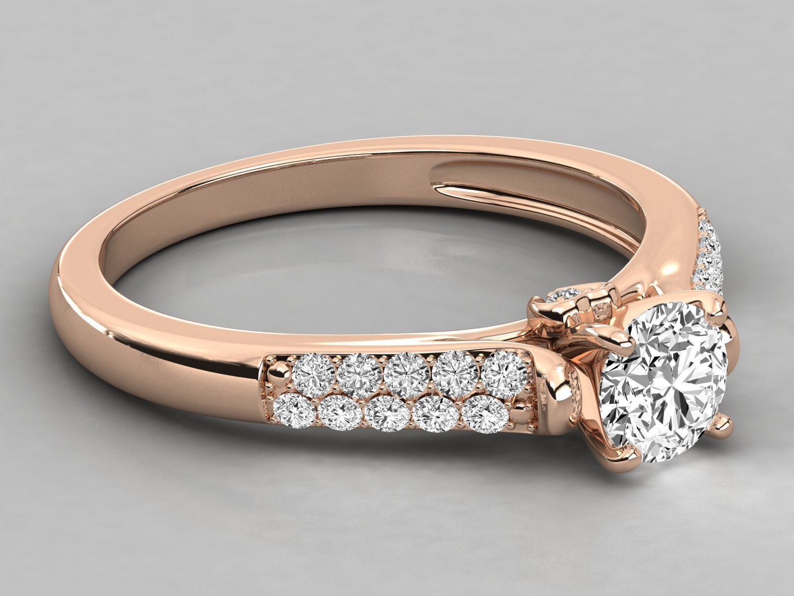 solitaire  engagement ring 3D print model_2
