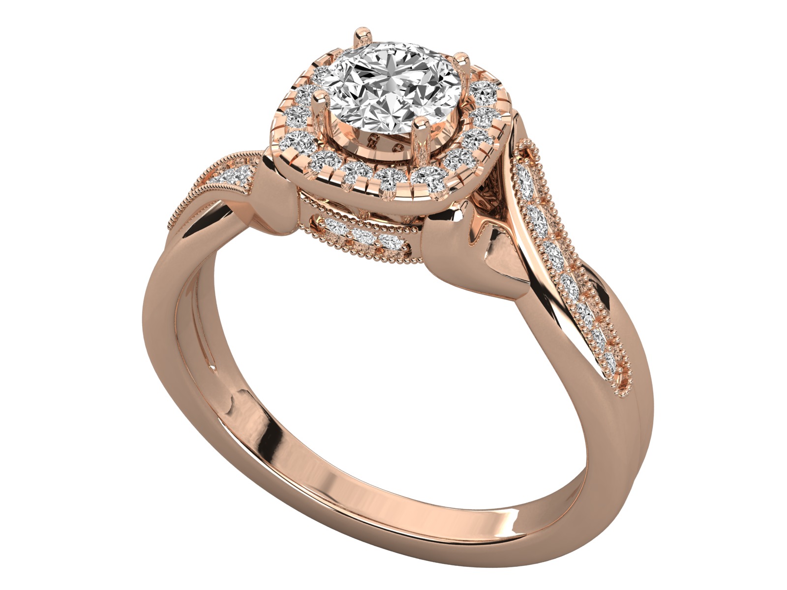 halo solitaire engagement ring 3D print model_15