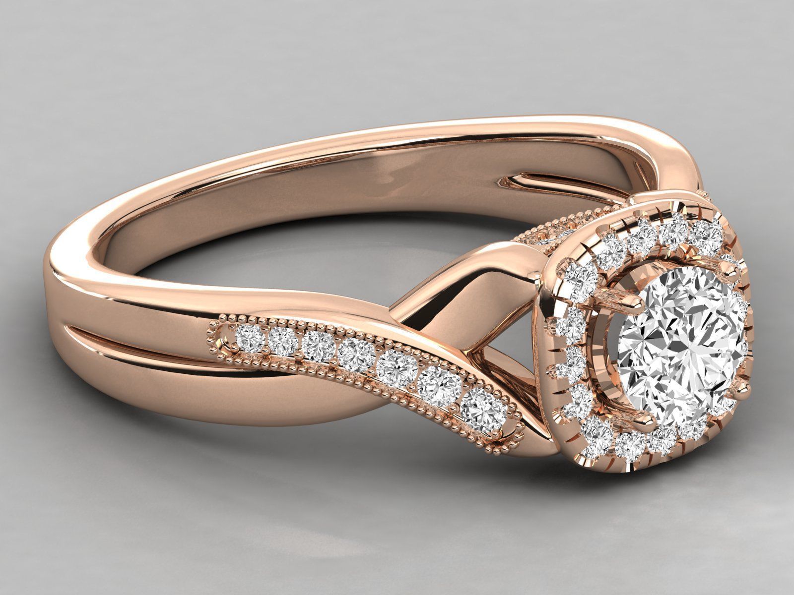 halo solitaire engagement ring 3D print model_14