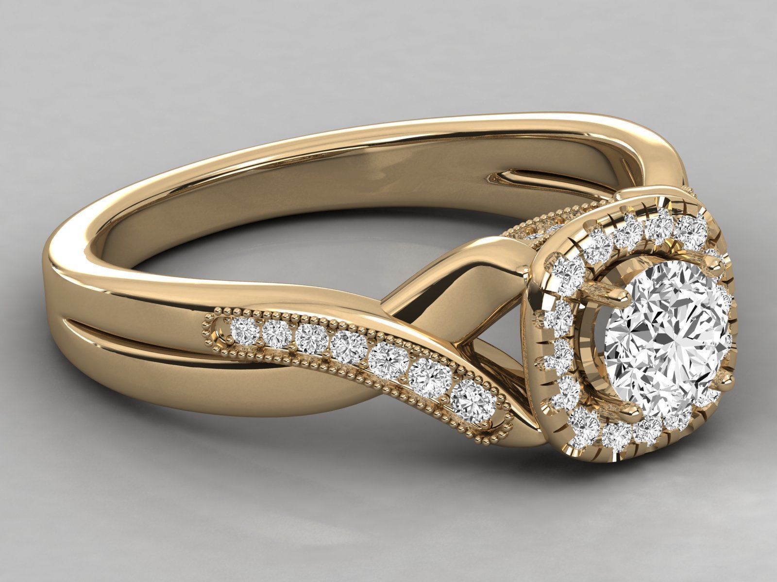 halo solitaire engagement ring 3D print model_8