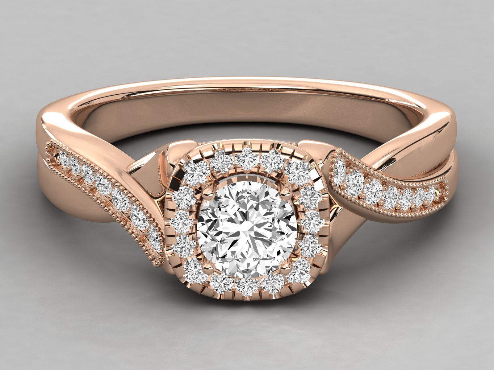 halo solitaire engagement ring 3D print model_18