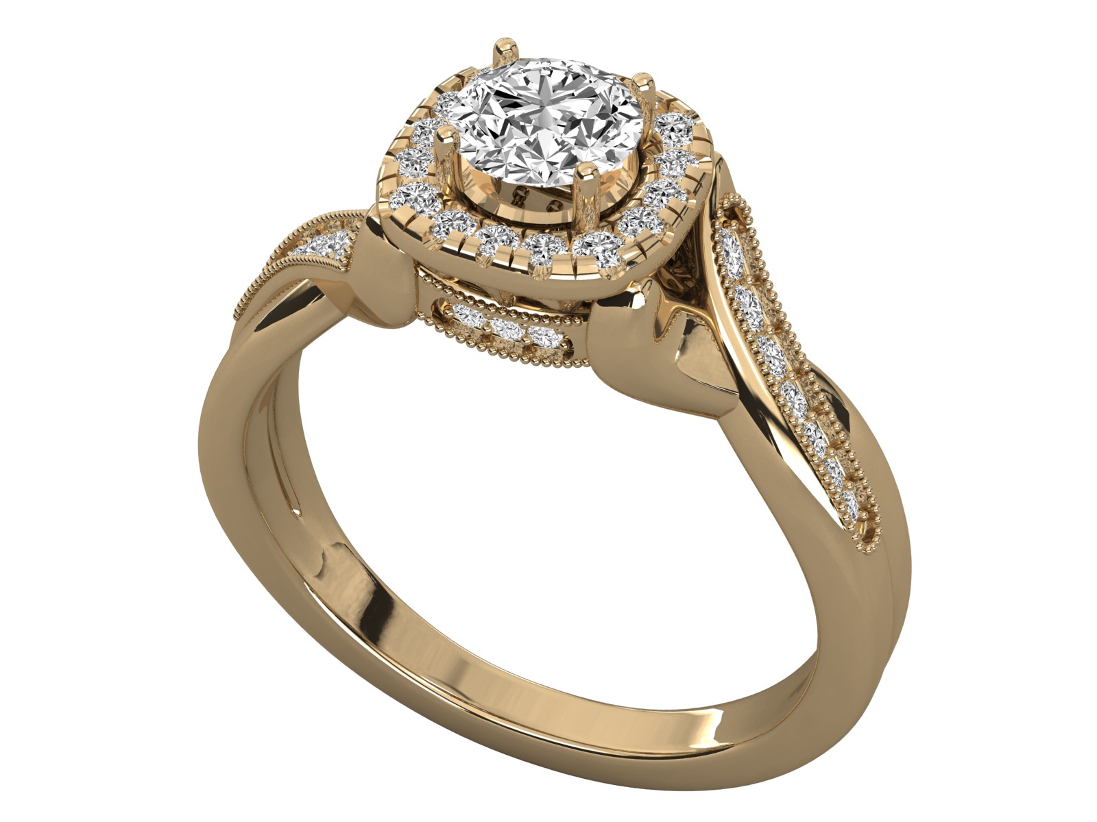 halo solitaire engagement ring 3D print model_9