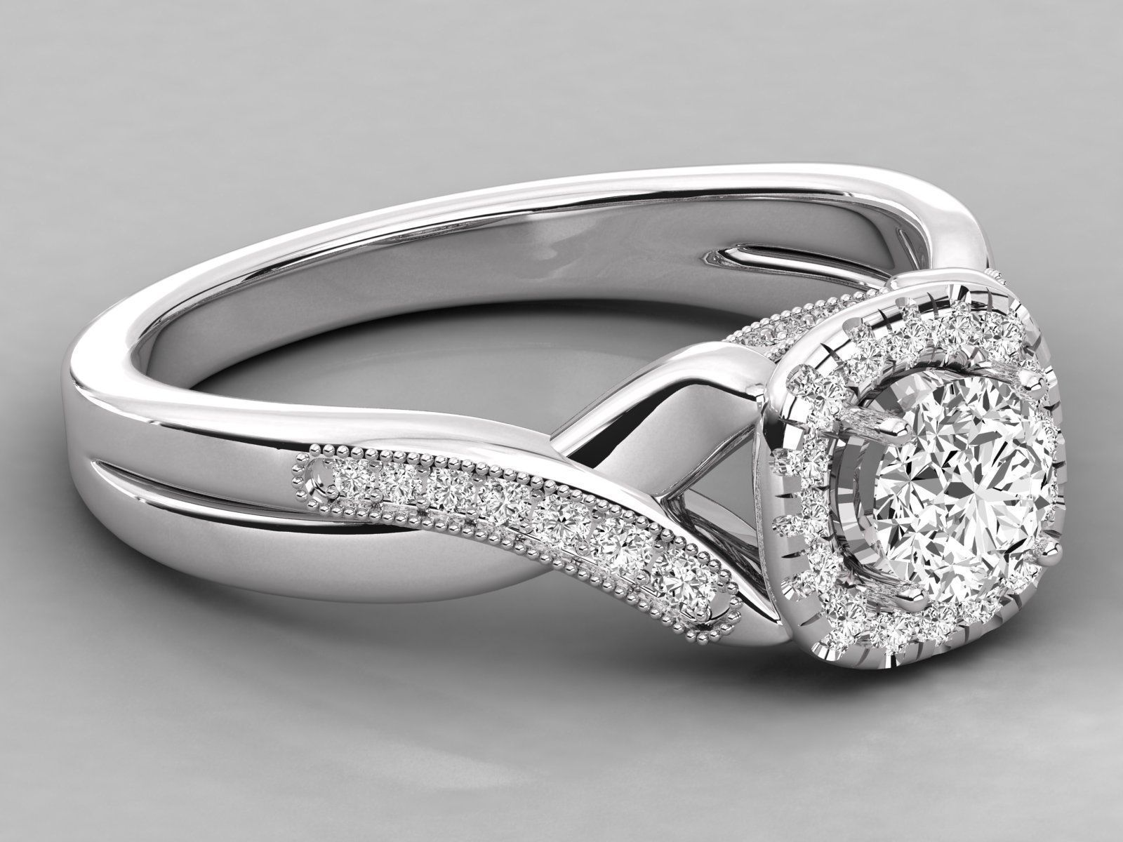 halo solitaire engagement ring 3D print model_3