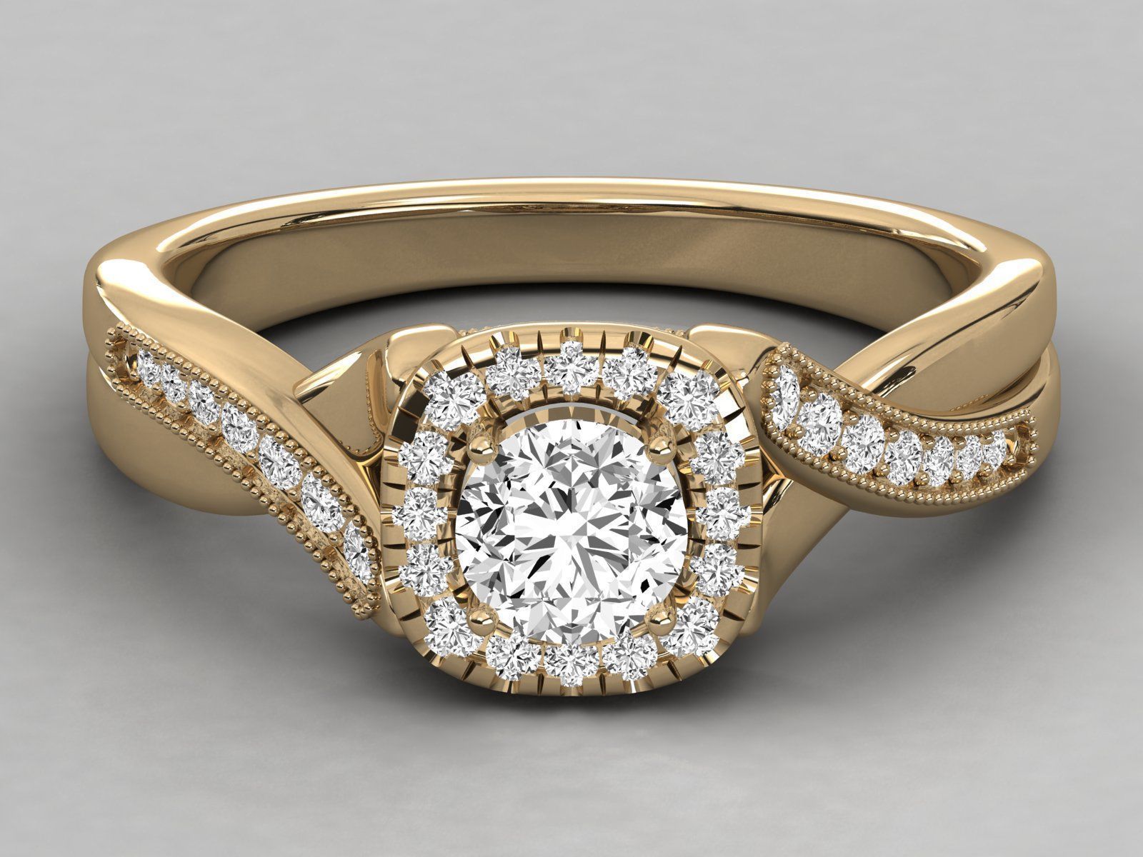 halo solitaire engagement ring 3D print model_12