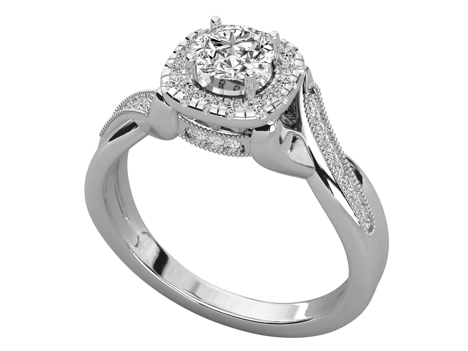 halo solitaire engagement ring 3D print model_2