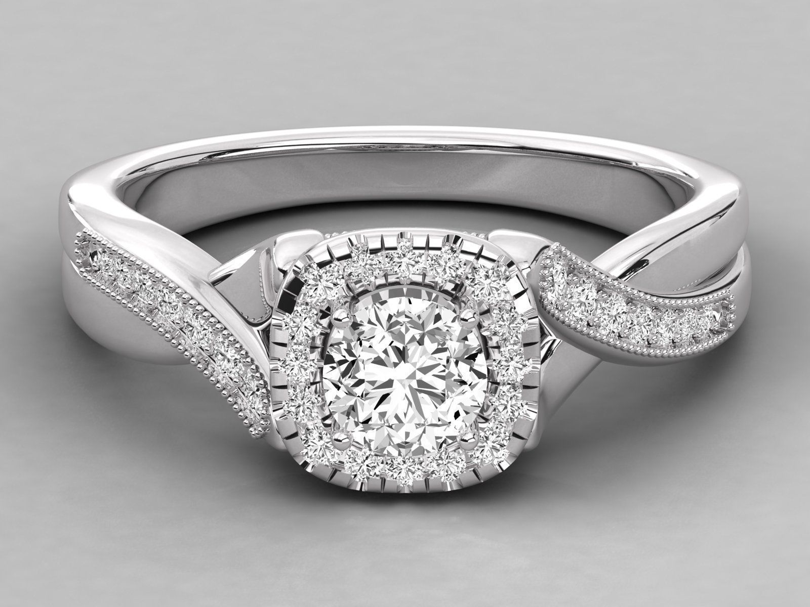 halo solitaire engagement ring 3D print model_6