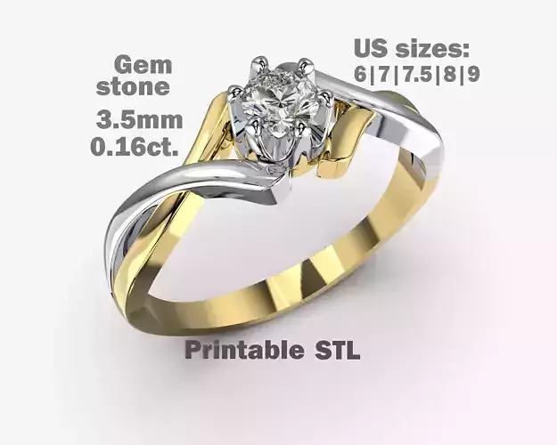 PRINTABLE WOMAN  S SOLITAIRE RING two colors
