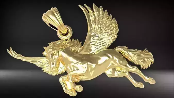 Pegasus golden horse with wings  Pendant