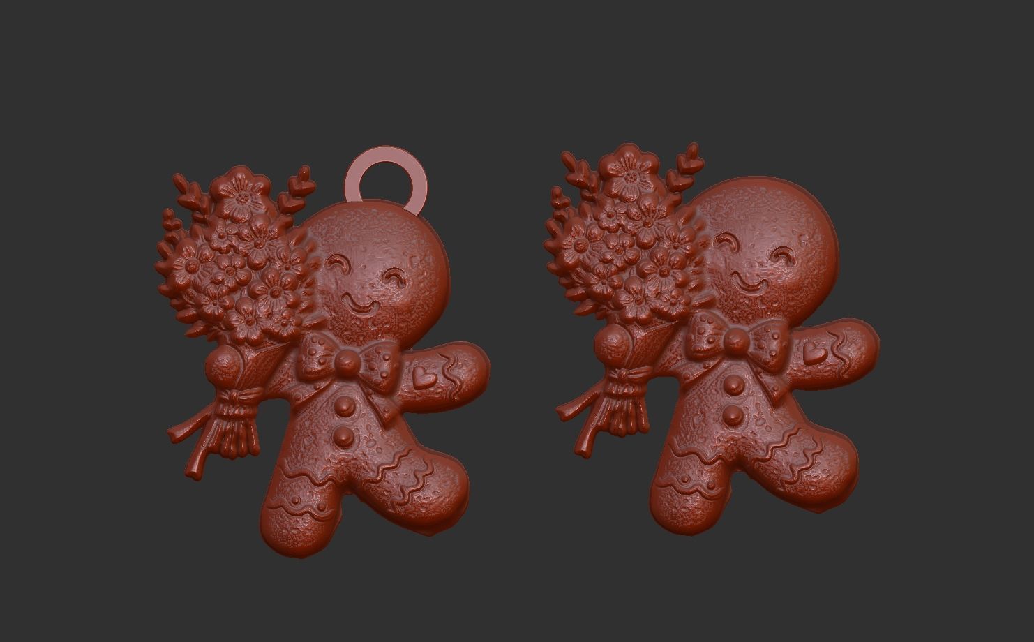 ginger cookie with flowers 2  3D print model_4