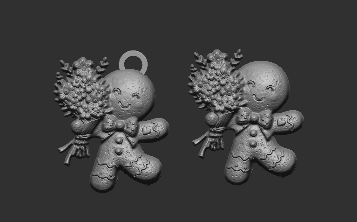 ginger cookie with flowers 2  3D print model_3