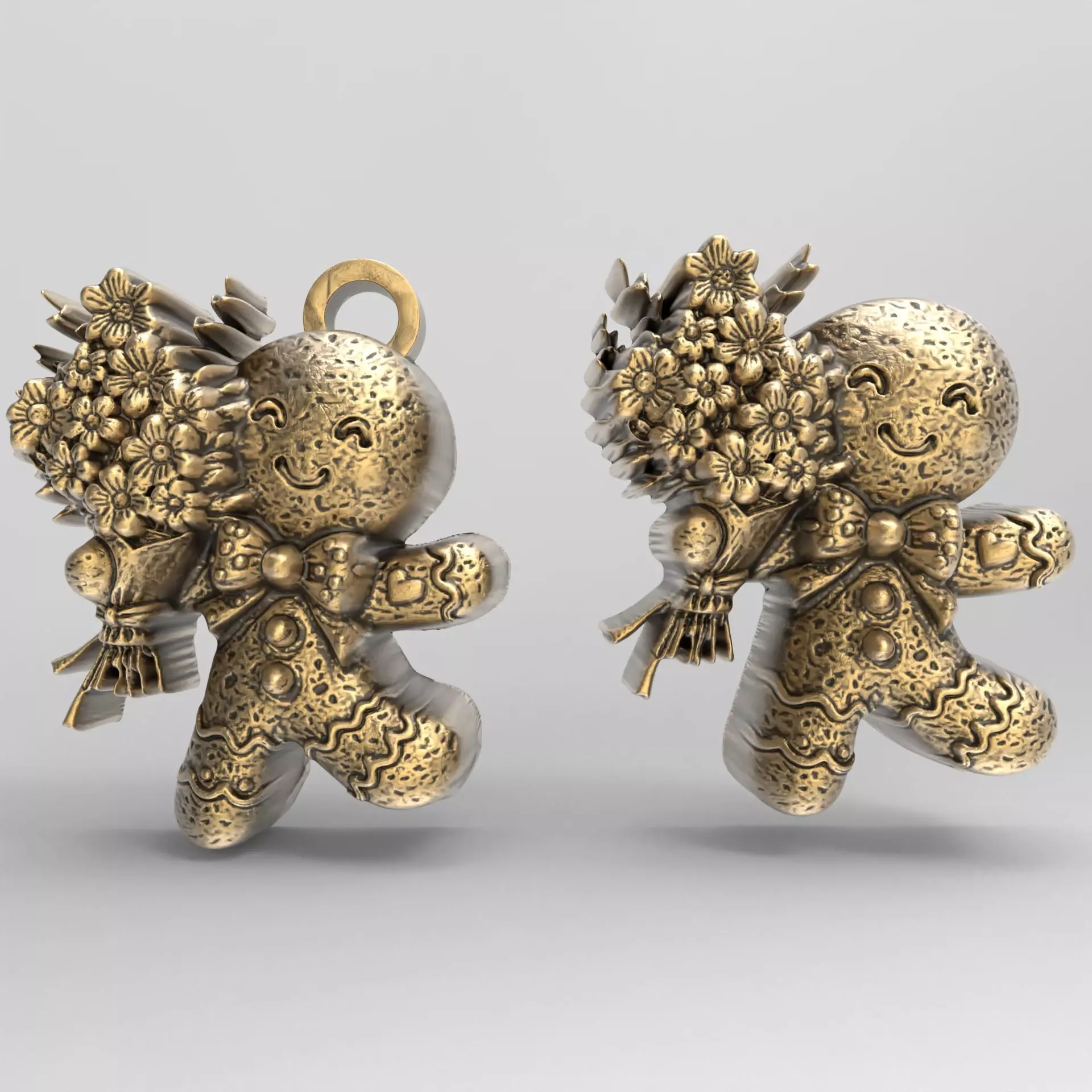 ginger cookie with flowers 2  3D print model_0