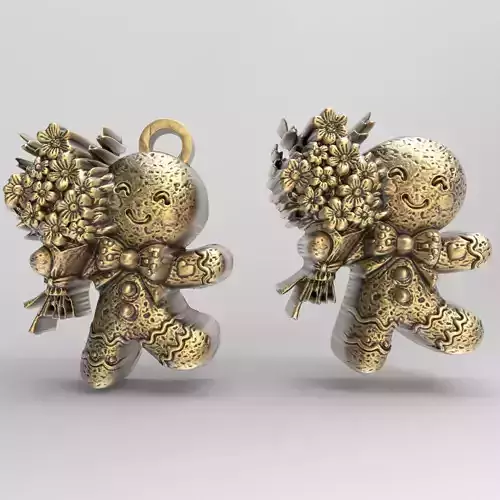 ginger cookie with flowers 2  3D print model