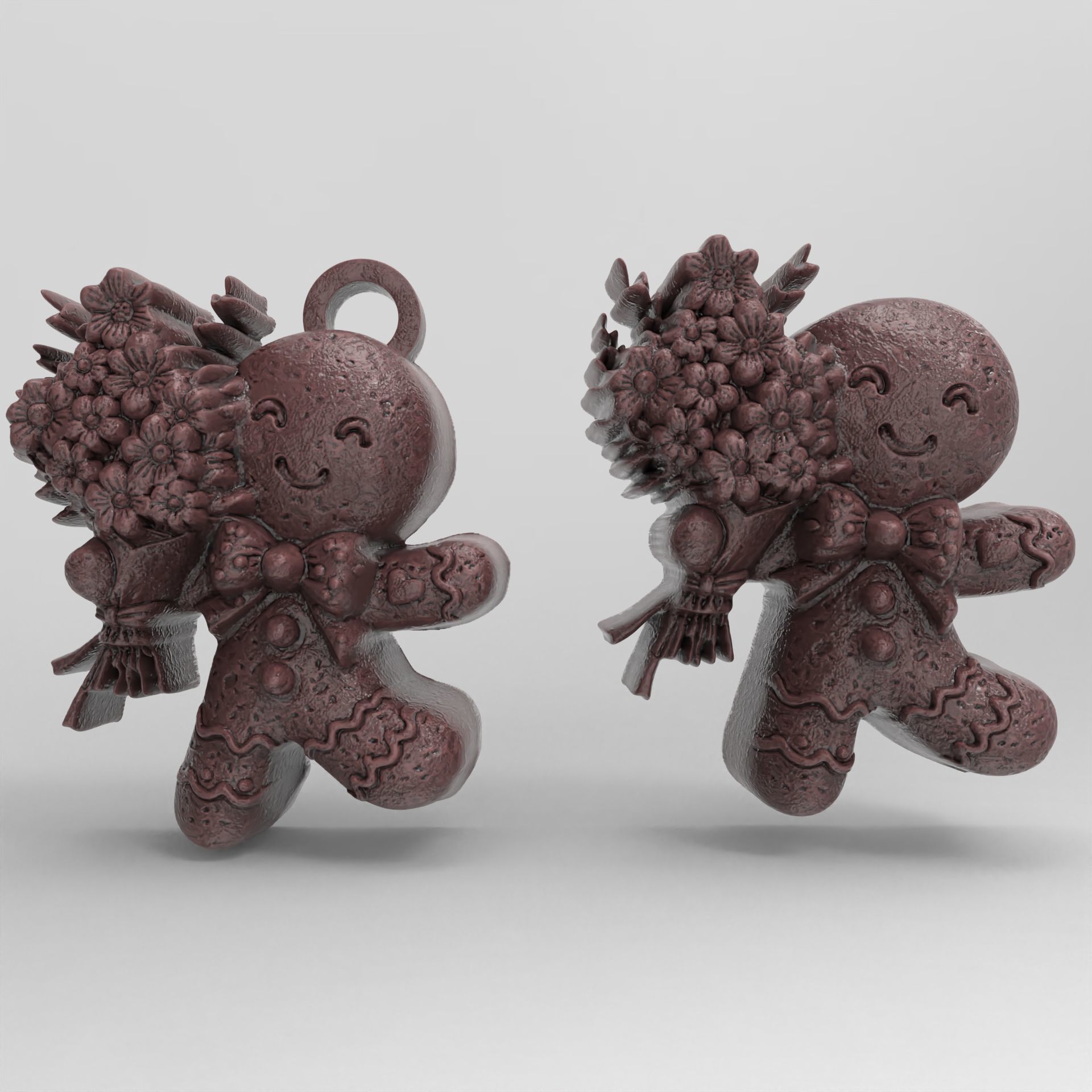 ginger cookie with flowers 2  3D print model_2