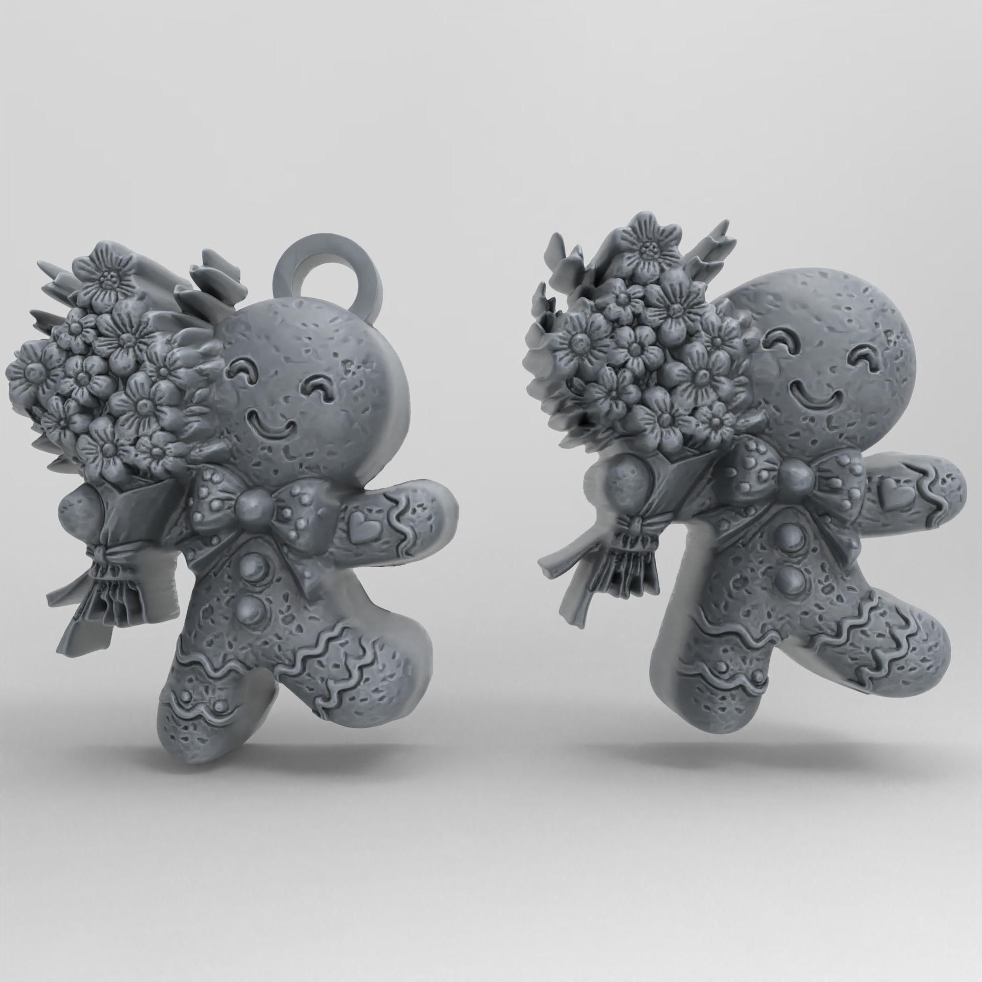 ginger cookie with flowers 2  3D print model_1