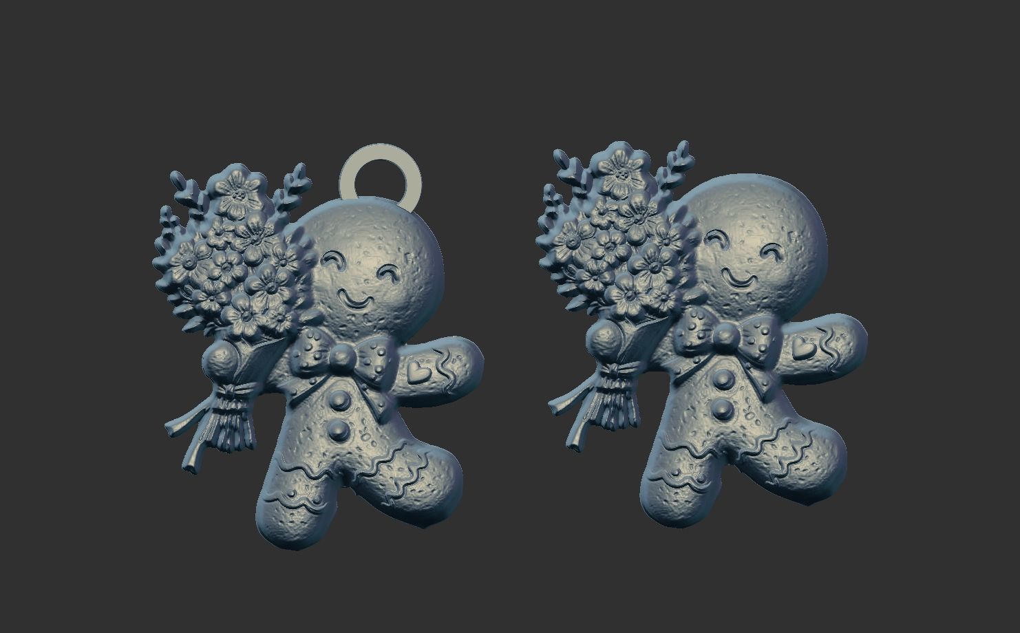 ginger cookie with flowers 2  3D print model_5