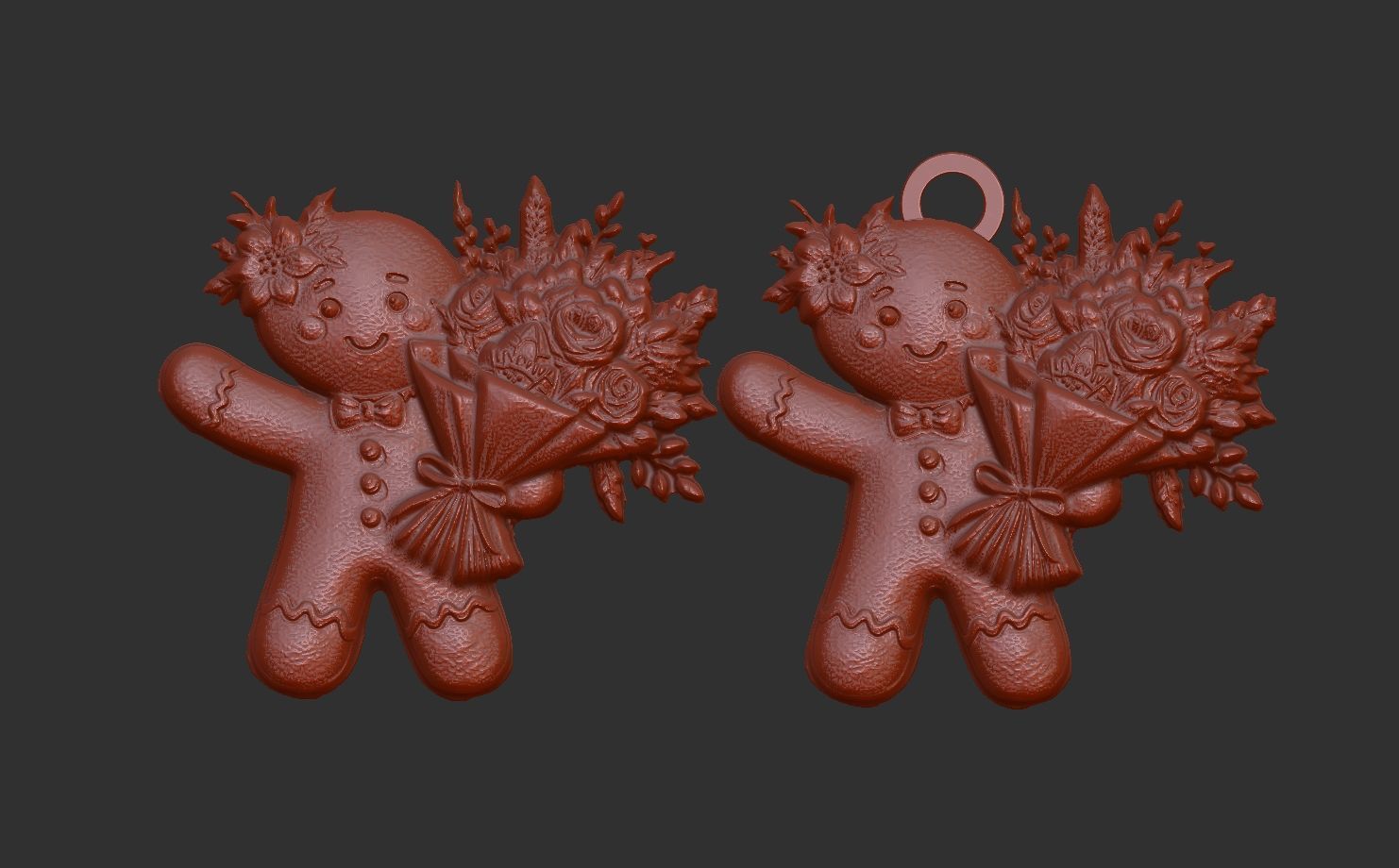 ginger cookie with flower 3  3D print model_4