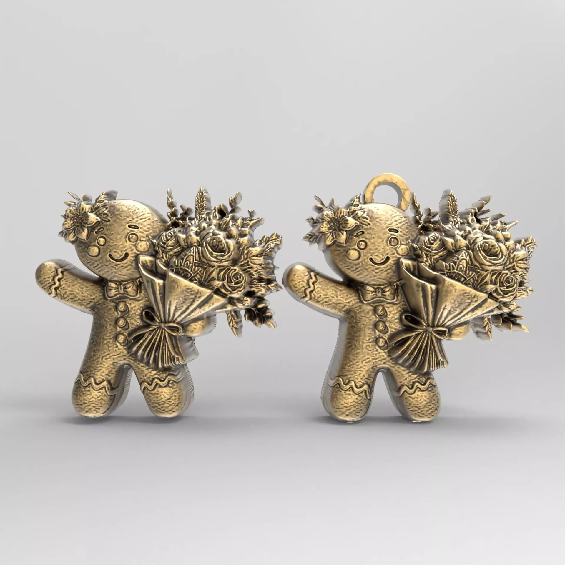 ginger cookie with flower 3  3D print model_0