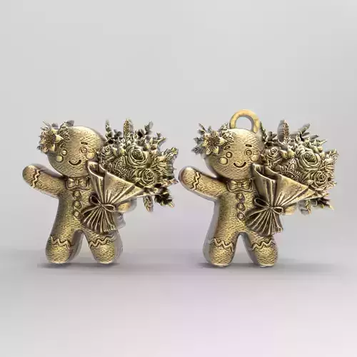 ginger cookie with flower 3  3D print model