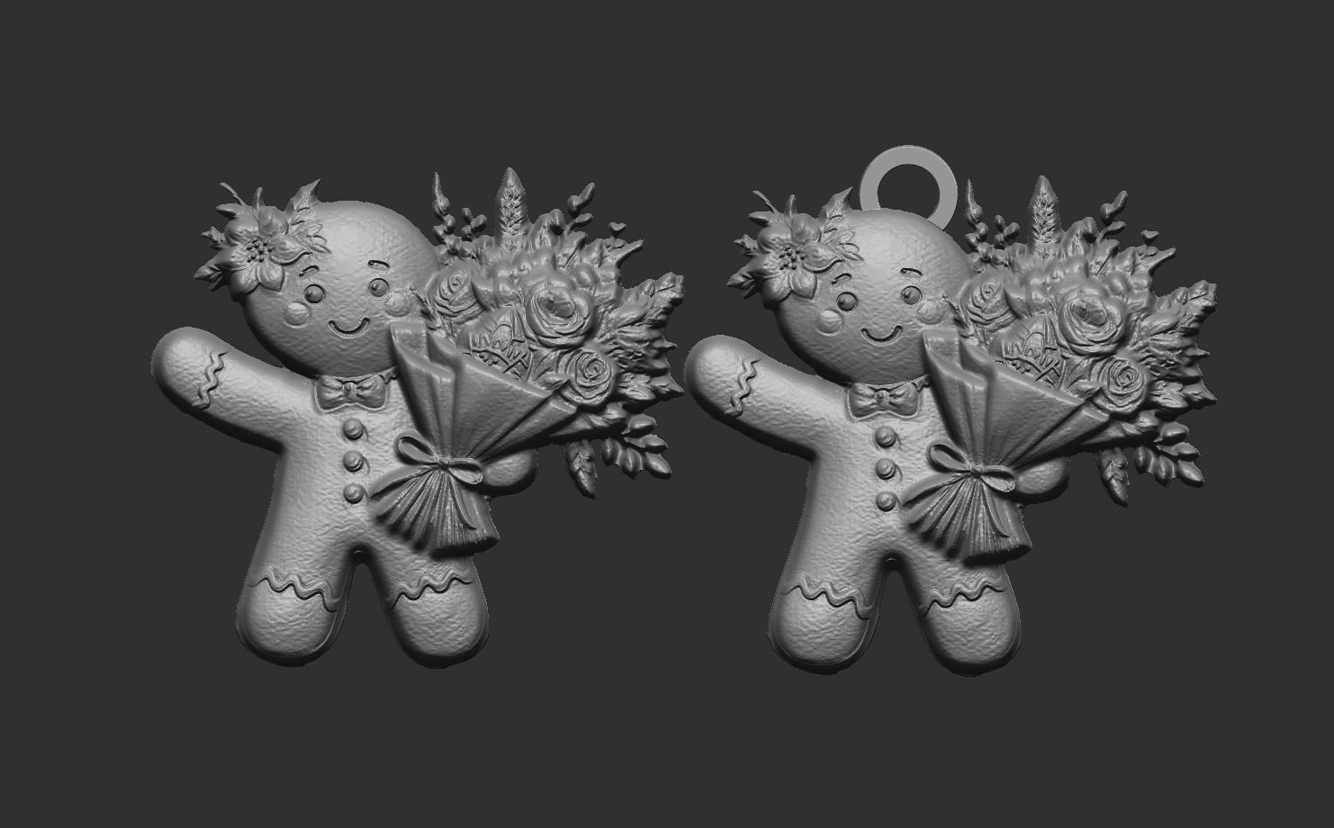 ginger cookie with flower 3  3D print model_3
