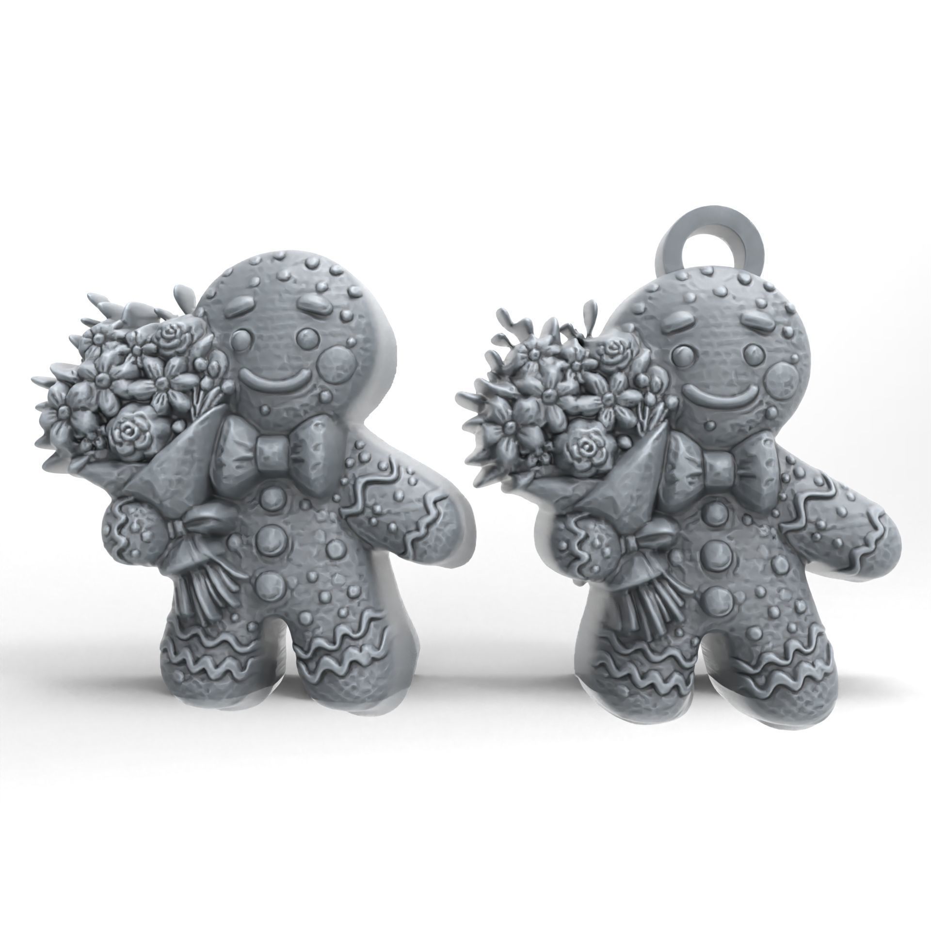ginger cookie with flowers 5  3D print model_1