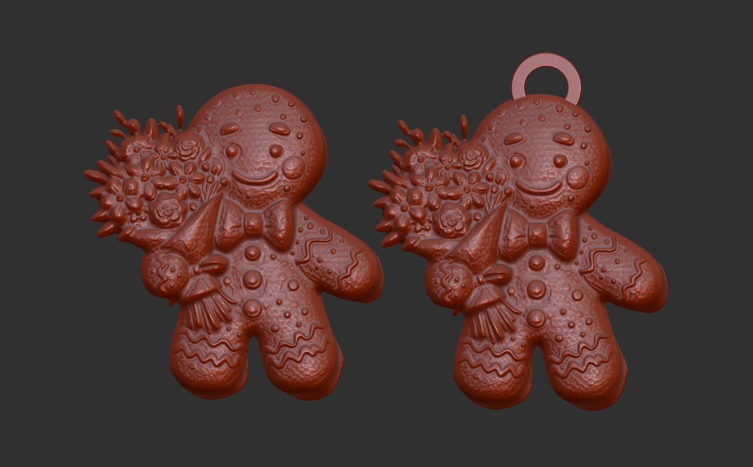 ginger cookie with flowers 5  3D print model_4