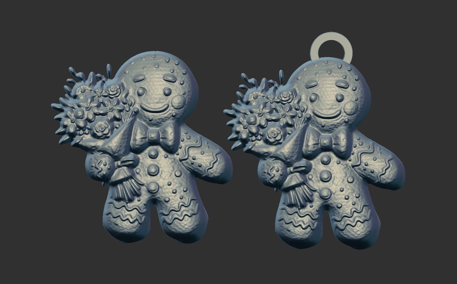 ginger cookie with flowers 5  3D print model_3