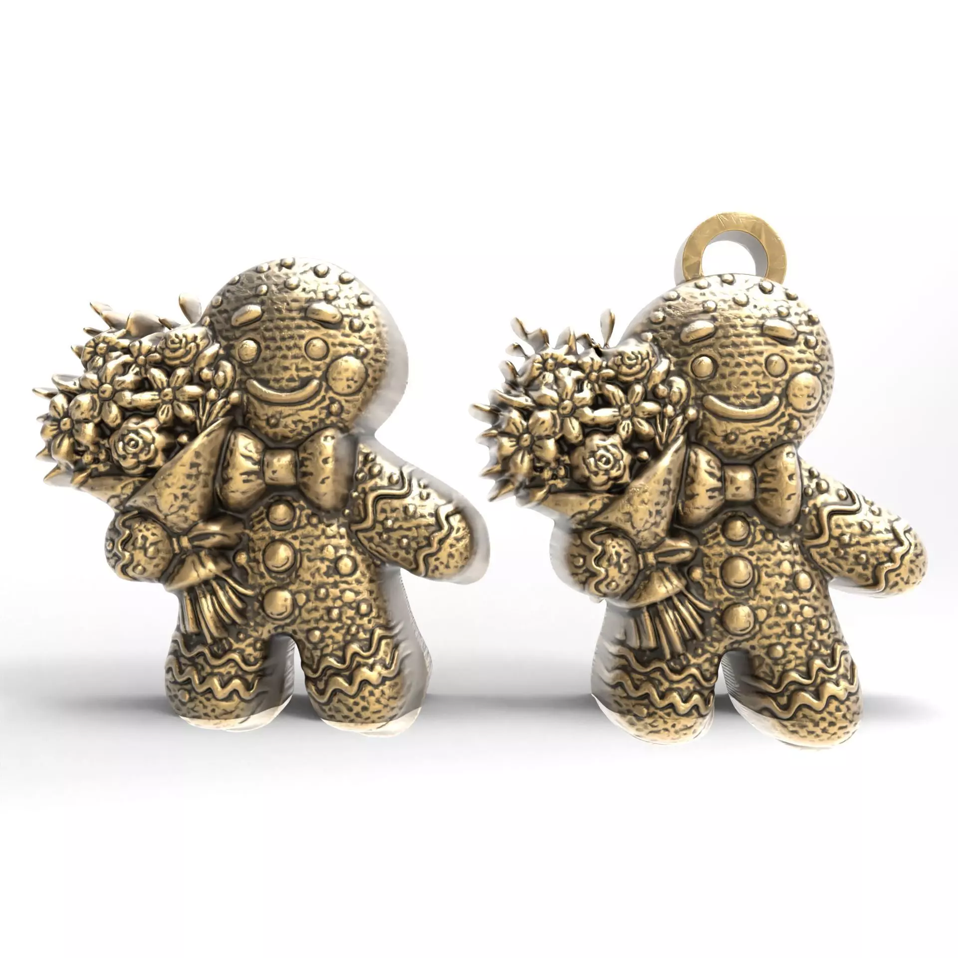 ginger cookie with flowers 5  3D print model_0