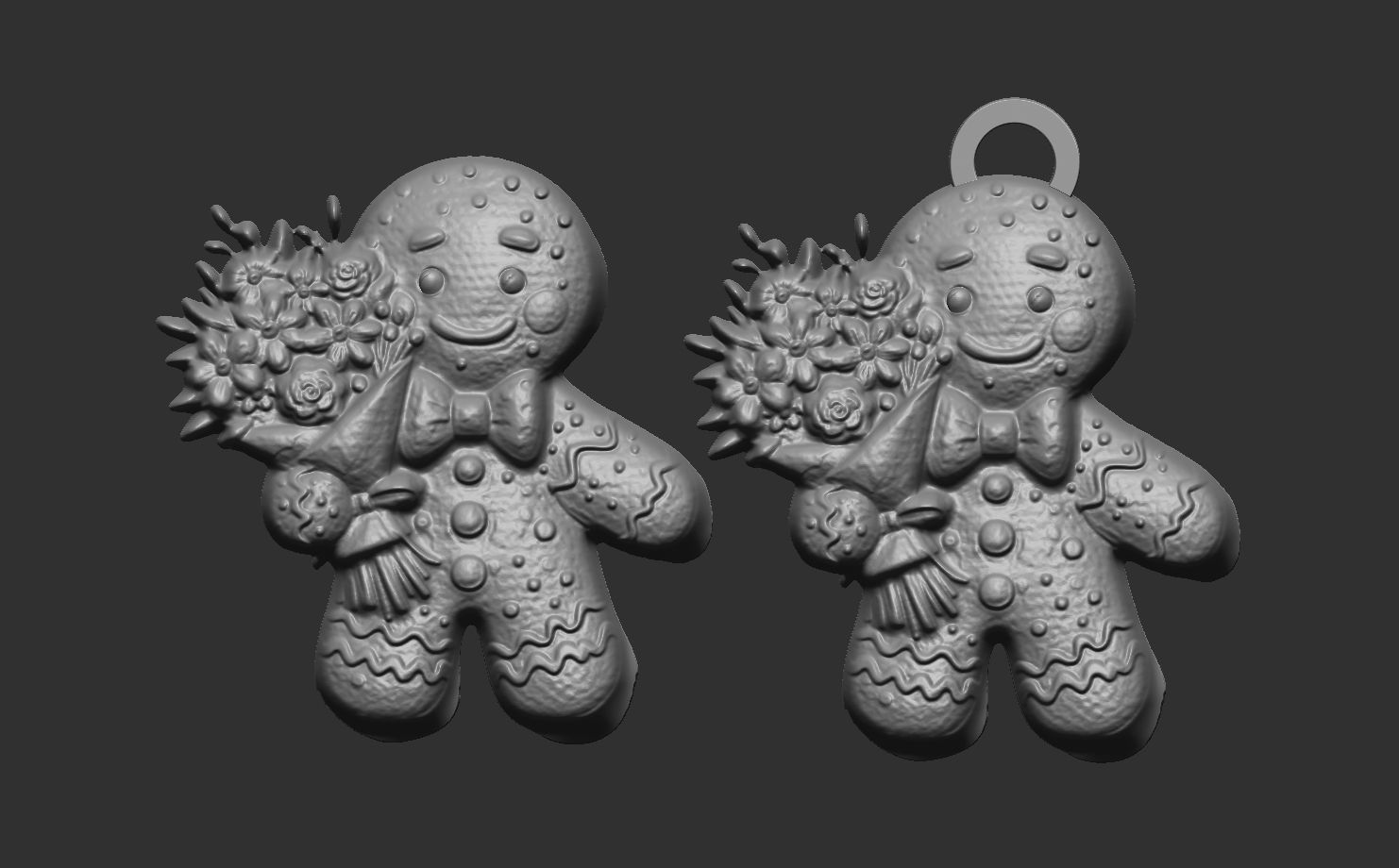 ginger cookie with flowers 5  3D print model_5