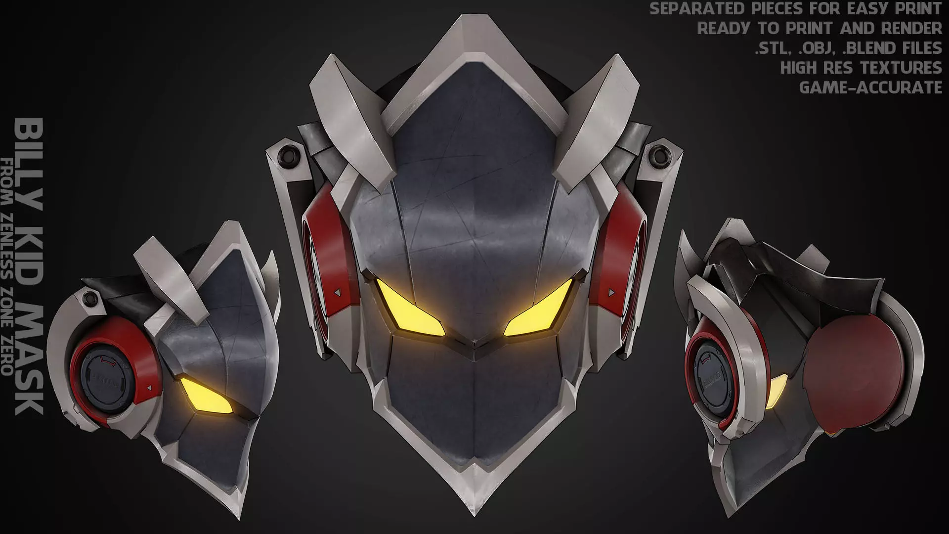 Zenless Zone Zero Billy Kid Mask for Cosplay 3D print model_0