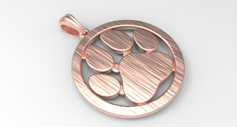 Dog Paw Print Pendant Hollow Footprint Necklace Memorial Jewelry 3D print model_9