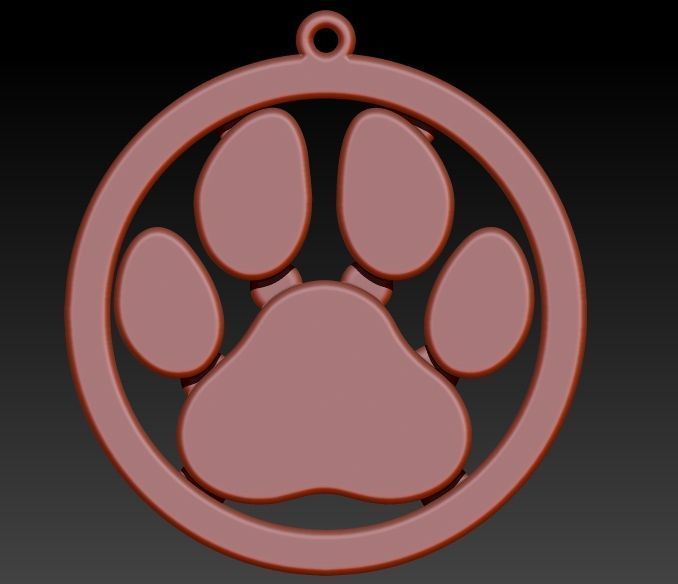 Dog Paw Print Pendant Hollow Footprint Necklace Memorial Jewelry 3D print model_4