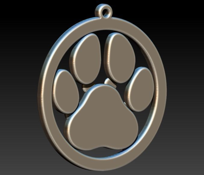 Dog Paw Print Pendant Hollow Footprint Necklace Memorial Jewelry 3D print model_18