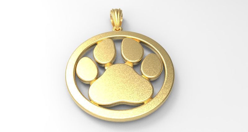 Dog Paw Print Pendant Hollow Footprint Necklace Memorial Jewelry 3D print model_24